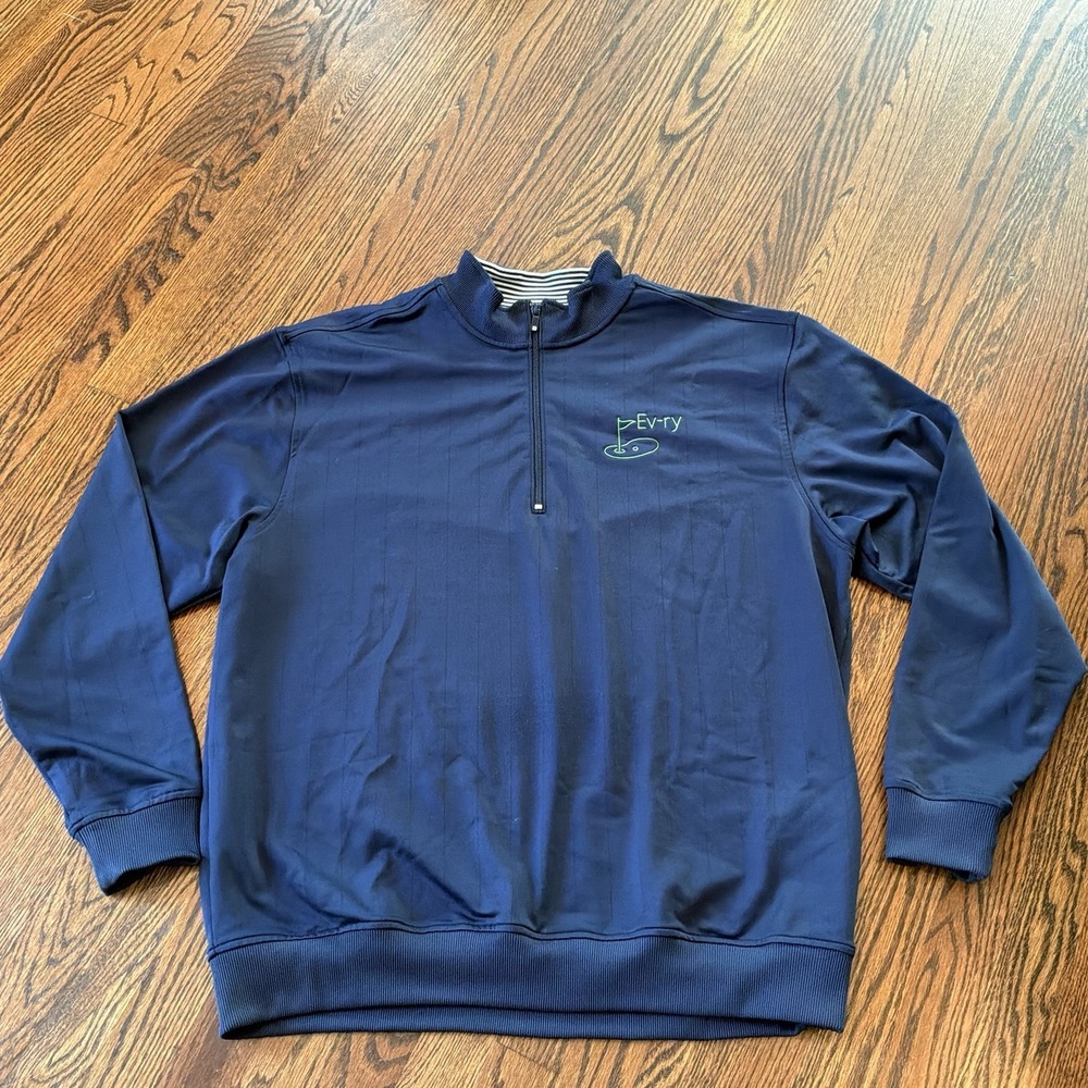 Footjoy Quarter Zip Golf Long Sleeve‎ Pullover Navy Blue Ev-ry Logo Mens XL EUC